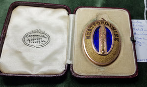 c1919-20 London 9ct Gold and enamel lodge medalion, Hertfordshire, Chesthunt lodge 2921, 28 gms #464