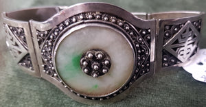 c1940 Chinese Silver and Jade bracelet #485