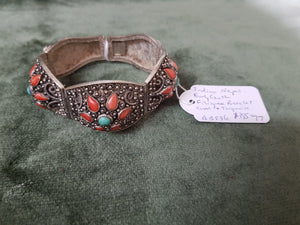 Early C20th Filigree bracelet, Coral and Turquoise India/Nepal #77