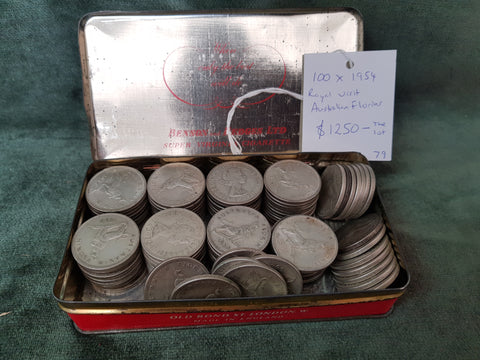 Tin of 100 x 1954 Royal Visit Australian Florins #79