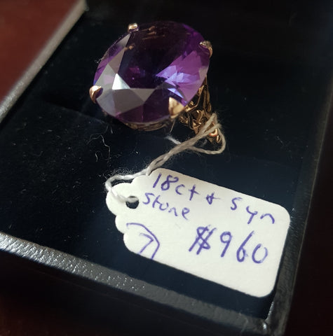 c1950 18ct and synthetic stone ring #7