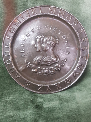 c1840 rare Queen Victoria and Prince Albert Tin child's plate #98