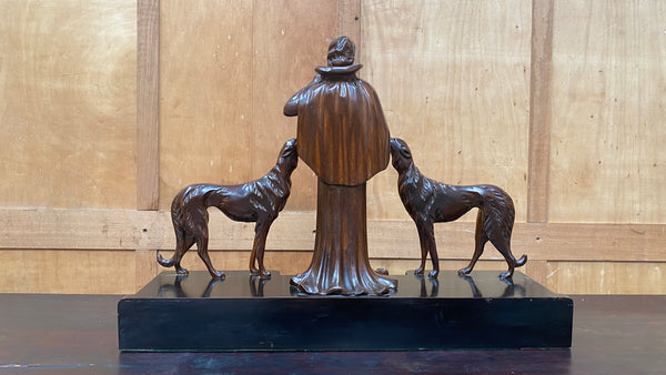 French Art Deco Carved Wood Statue c.1930