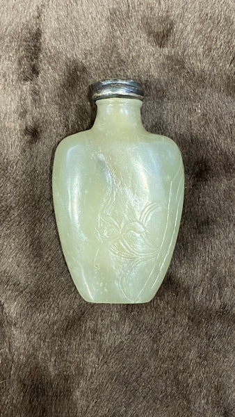 c.19th Qing Chinese Nephrite Jade Snuff Bottle Jadeite Stopper