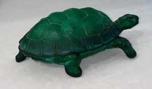 Bohemian Malachite Glass Turtle c.1930