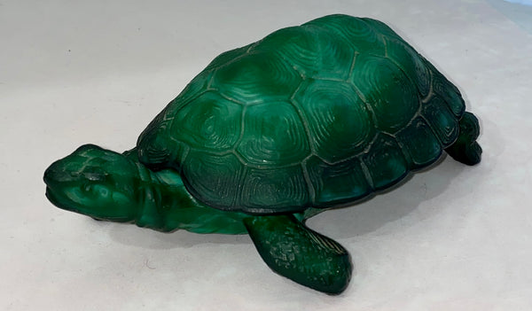 Bohemian Malachite Glass Turtle c.1930