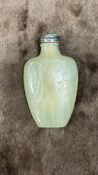 c.19th Qing Chinese Nephrite Jade Snuff Bottle Jadeite Stopper