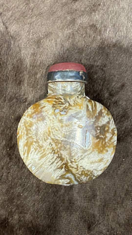 c.19th Qing Dendritic Agate Snuff Bottle and Rose Quartz Stopper